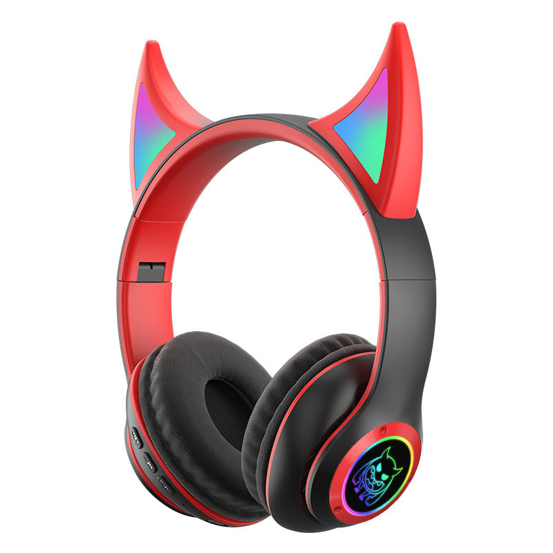 STN25 Kids Devil Ears Headset with HD Mic Wireless Headphones RGB Light Folding Earphones Support 3.5mm Audio Cable Wired Connection STN25 Kids Devil Ears Headset with HD Mic Wireless Headphones RGB Light Folding Earphones Support 3.5mm Audio Cable Wired Connection